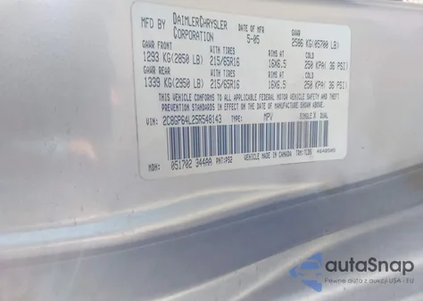 2005 Chrysler Town & Country Limited из США, поврежденный, VIN 2C8GP64L25R548143